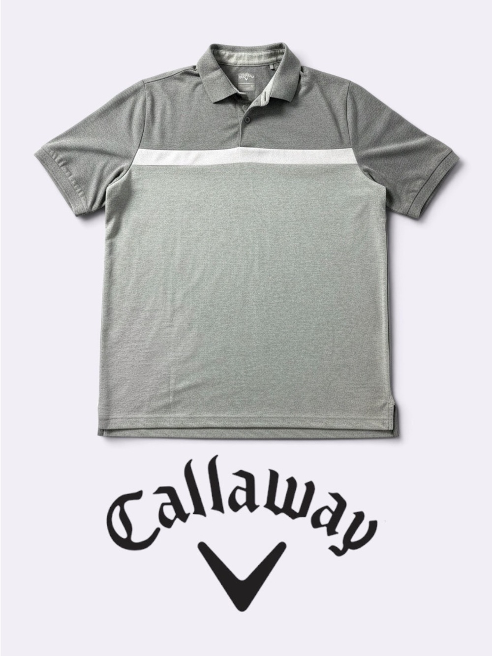 Callaway Men’s Gray Polo Golf Shirt with White Chest Band Size Medium